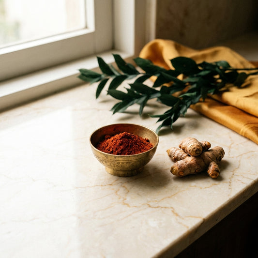 Kumkumam — Natural Turmeric Kumkum — botanical